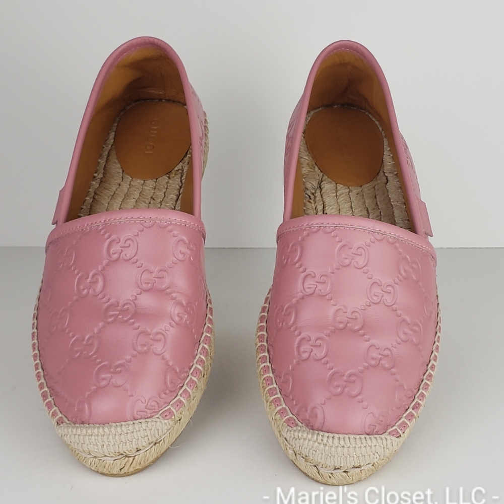 Authentic Gucci Guccissima Espadrilles Rose Baby 37 with Box & Dustbags #3109M - Picture 5 of 7